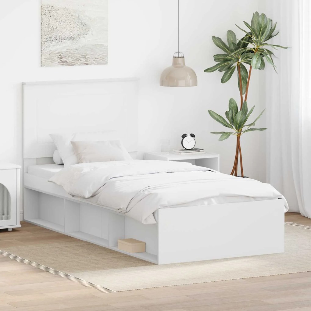 vidaXL Estrutura da Cama Branco 90 x 190 cm Madeira de Pinheiro Sólida