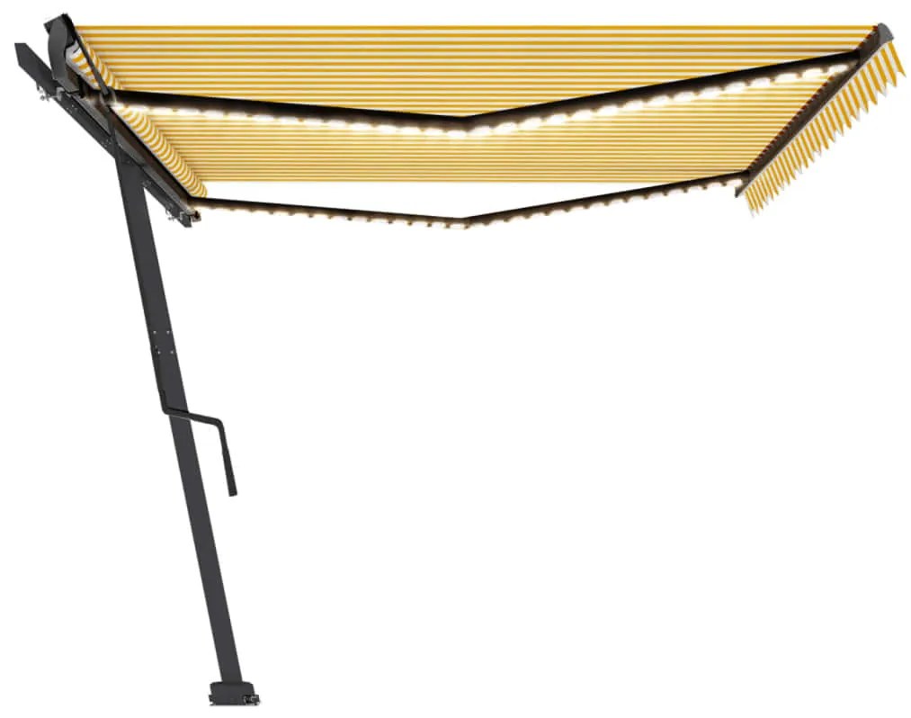Toldo retrátil manual com LED 500x300 cm amarelo e branco