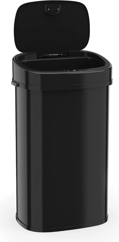Caixote do lixo de 58 L com sensor de movimento por infravermelhos e design de zona dupla Tampa com abertura permanente e fecho preto