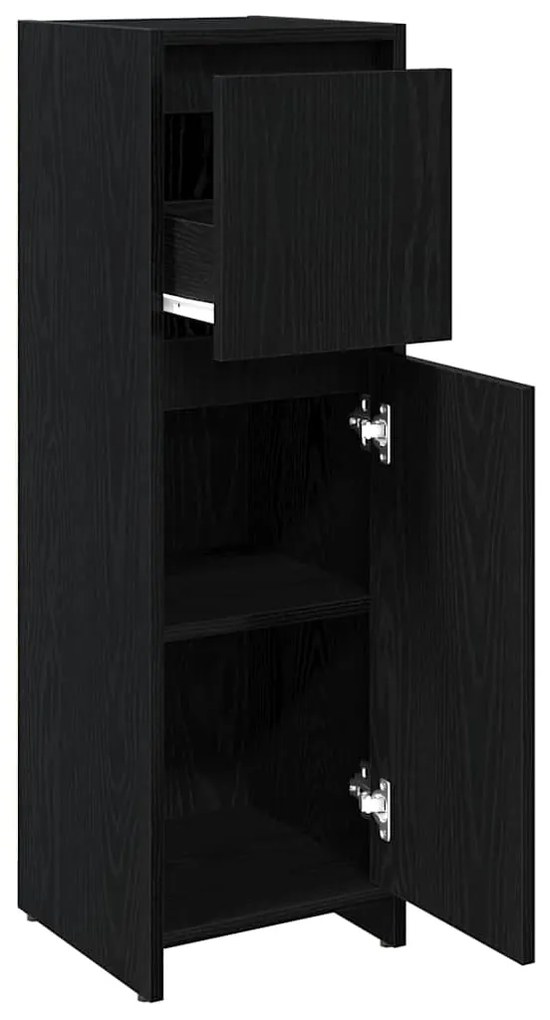 Armário de Casa de Banho vidaXL Preto Carvalho 30x30x95 cm Madeira de