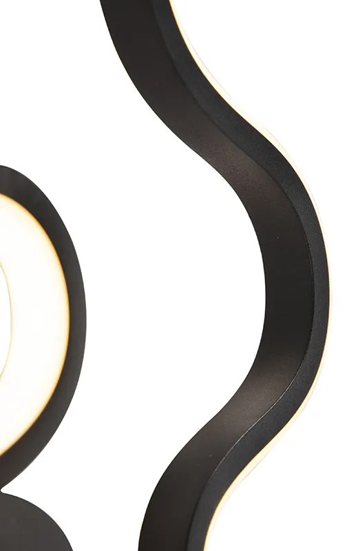 Candeeiro de parede moderno preto com LED - Plomp Moderno