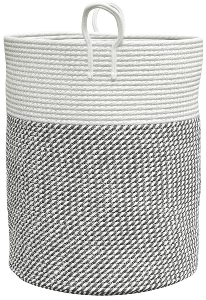 Cesto de arrumação Ø38x46 cm algodão cinzento e branco