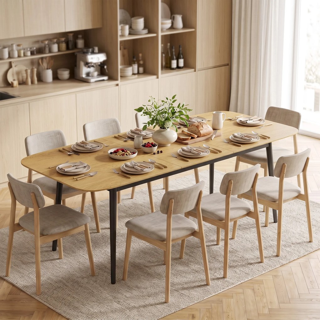 Mesa de Jantar Extensível, 160-200 x 80 x 76 cm, Para 6 a 8 Pessoas (CADEIRAS NÃO INCLUIDAS), Castanho