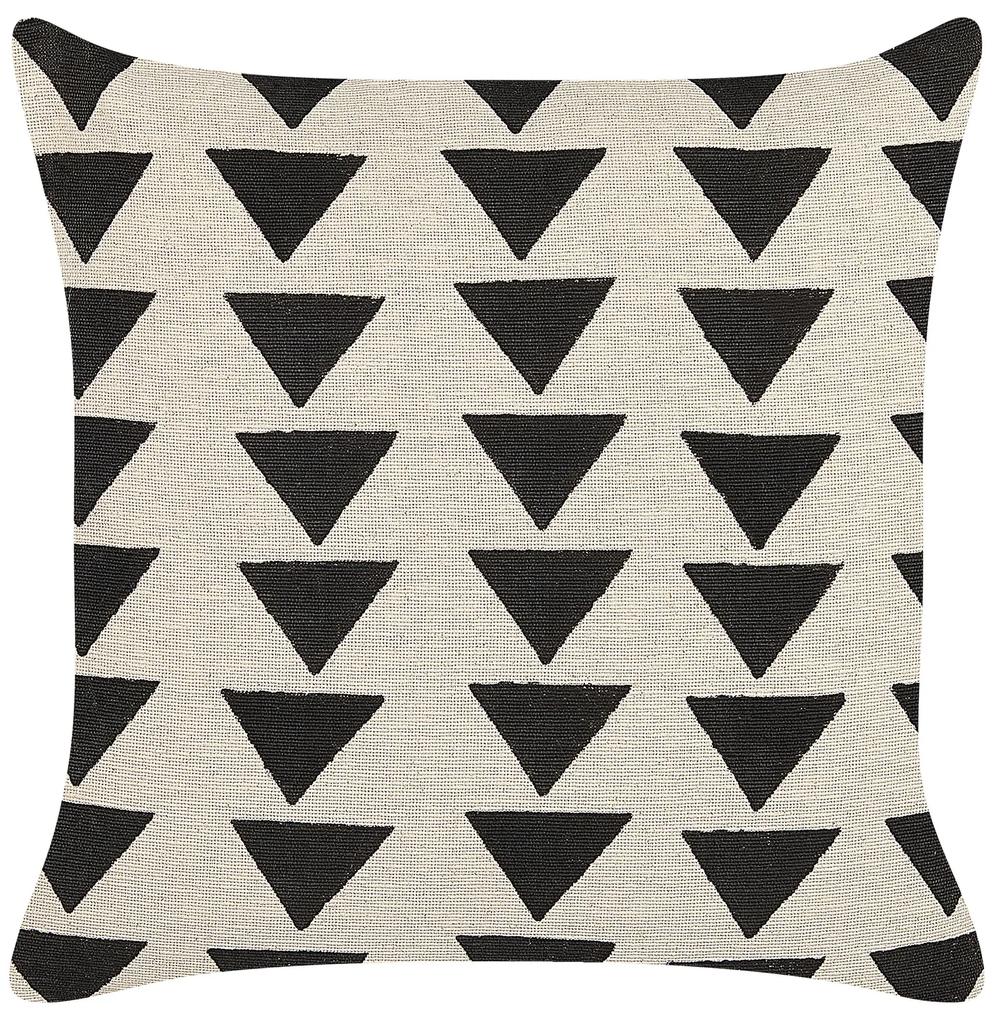 Conjunto de 2 almofadas decorativas com padrão de triângulos em algodão creme e preto 45 x 45 cm  CERCIS Beliani