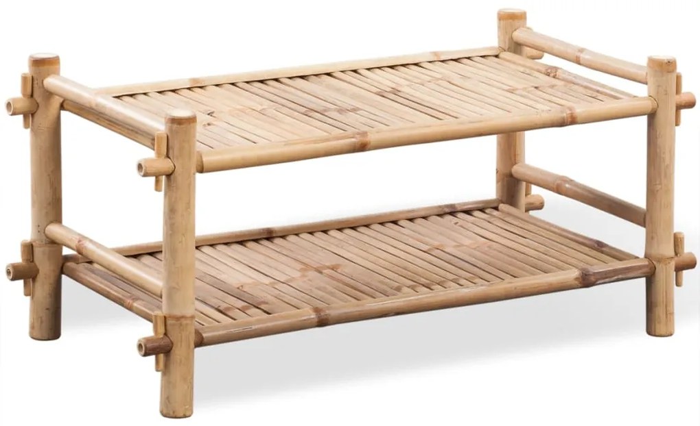 vidaXL Sapateira com 2 prateleiras bambu