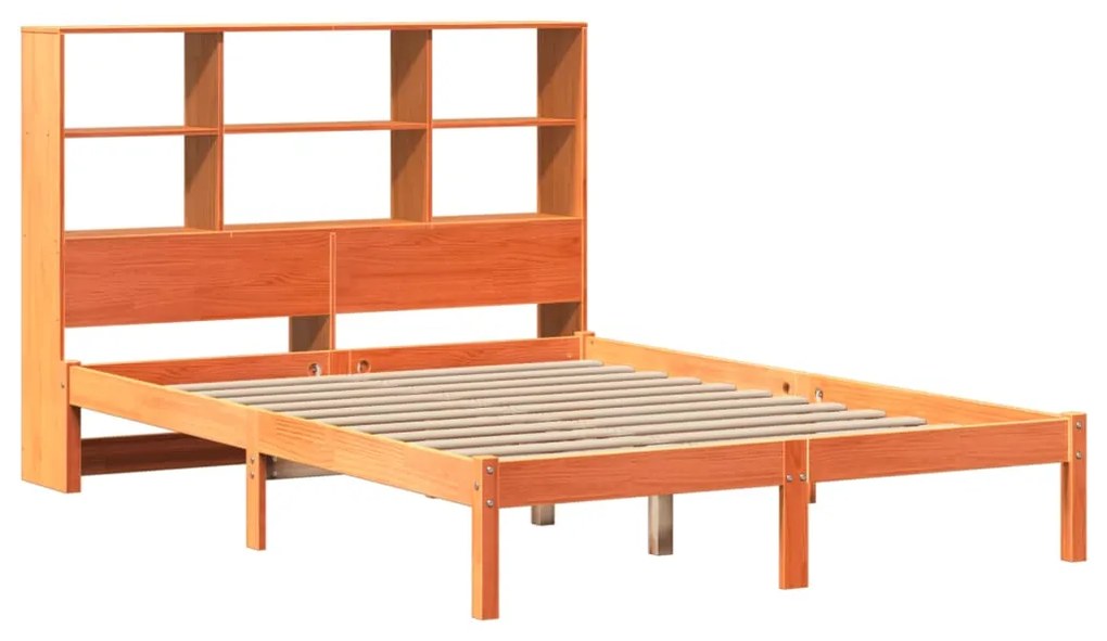 Cama c/ estante sem colchão 120x200cm pinho maciço castanho-mel