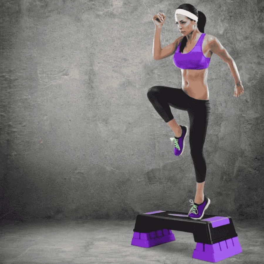 Stepper para aeróbica com degraus Step Fitness com altura regulável 12/17/22 cm com plataforma para casa ginásio violeta
