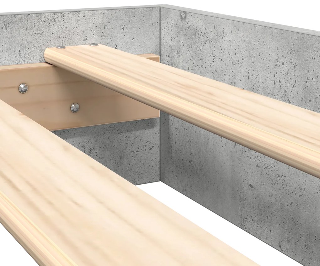 Cama com Estante Cinza Concreto 100x200 cm Madeira Engenheirada