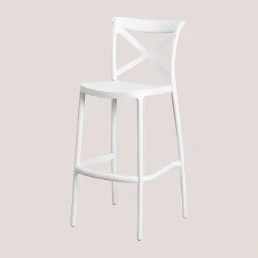 Pack De 2 Bancos Altos De Jardim Empilháveis Em Polipropileno Otax Branco & ↑75 Cm - Sklum