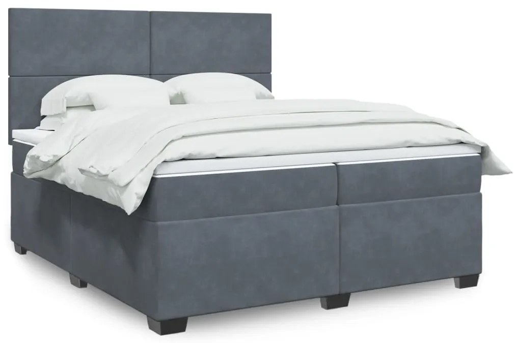 vidaXL Cama com molas/colchão 200x200 cm veludo cinzento-escuro