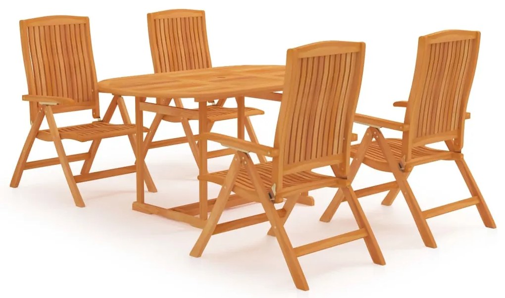 vidaXL 5 pcs conjunto de jantar para jardim madeira de teca maciça