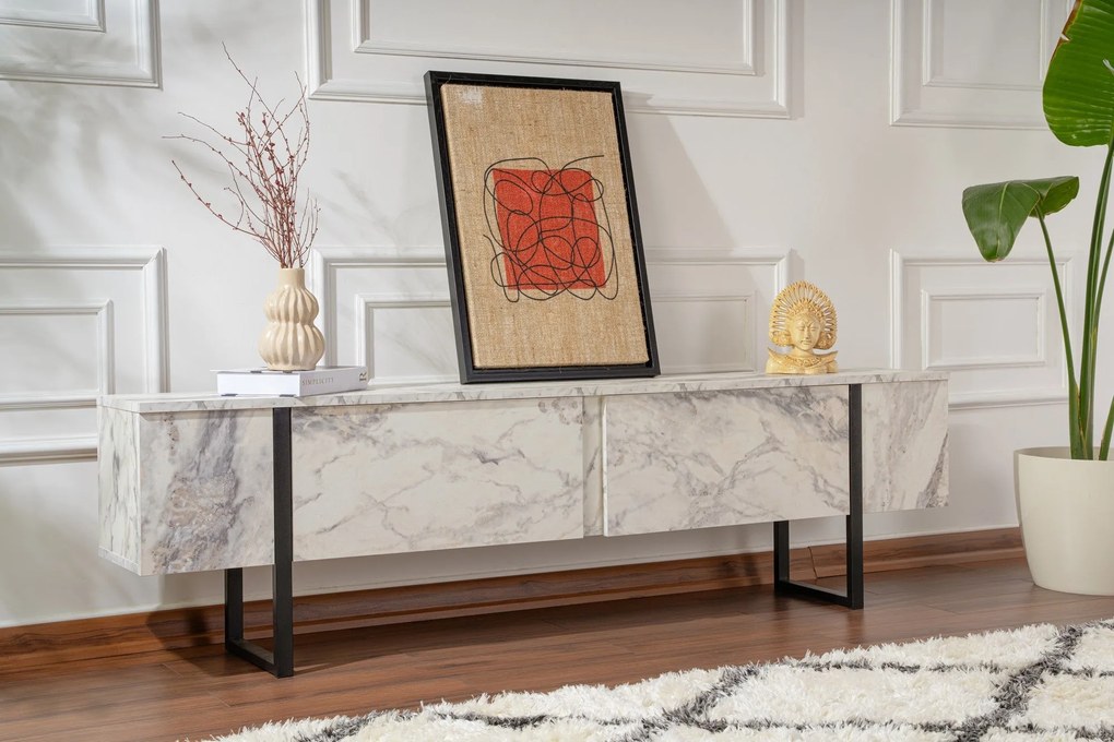 Móvel de TV Serenity – Mármore Freesia Preto – 180x50x29,5 cm