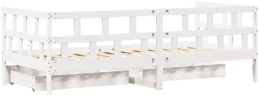 Sofá-cama c/ gavetas 90x190 cm madeira de pinho maciça branco