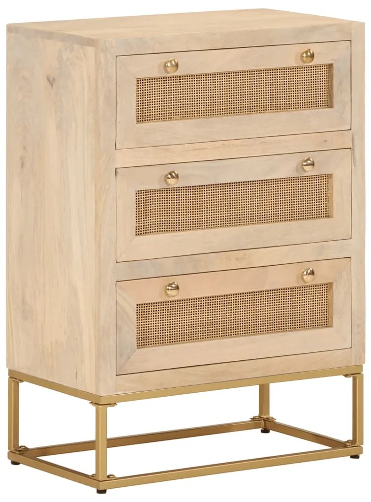 Cómoda 55x30x76 cm madeira de mangueira maciça e ferro