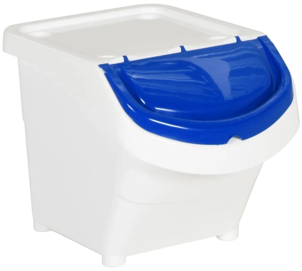 Caixotes do lixo com tampa empilháveis 3 pcs 78 L PP branco
