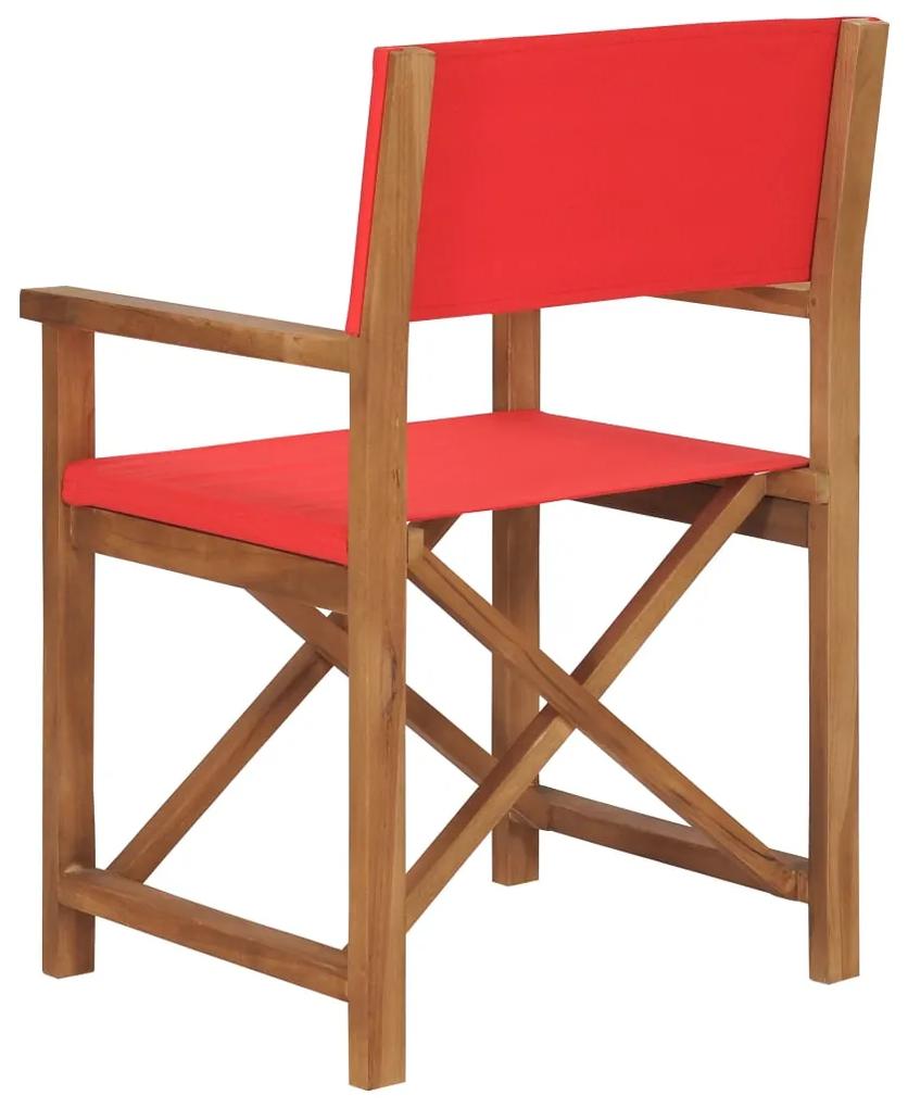 Cadeiras de realizador 2 pcs madeira de teca maciça vermelho