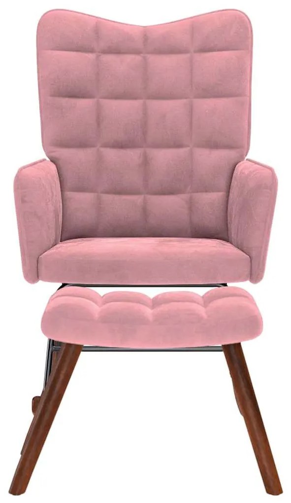 Cadeira de baloiço com banco veludo rosa