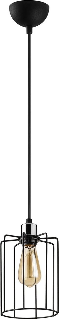 Candeeiro de Teto Tel – Preto – Diâmetro 16 cm, Altura 117 cm