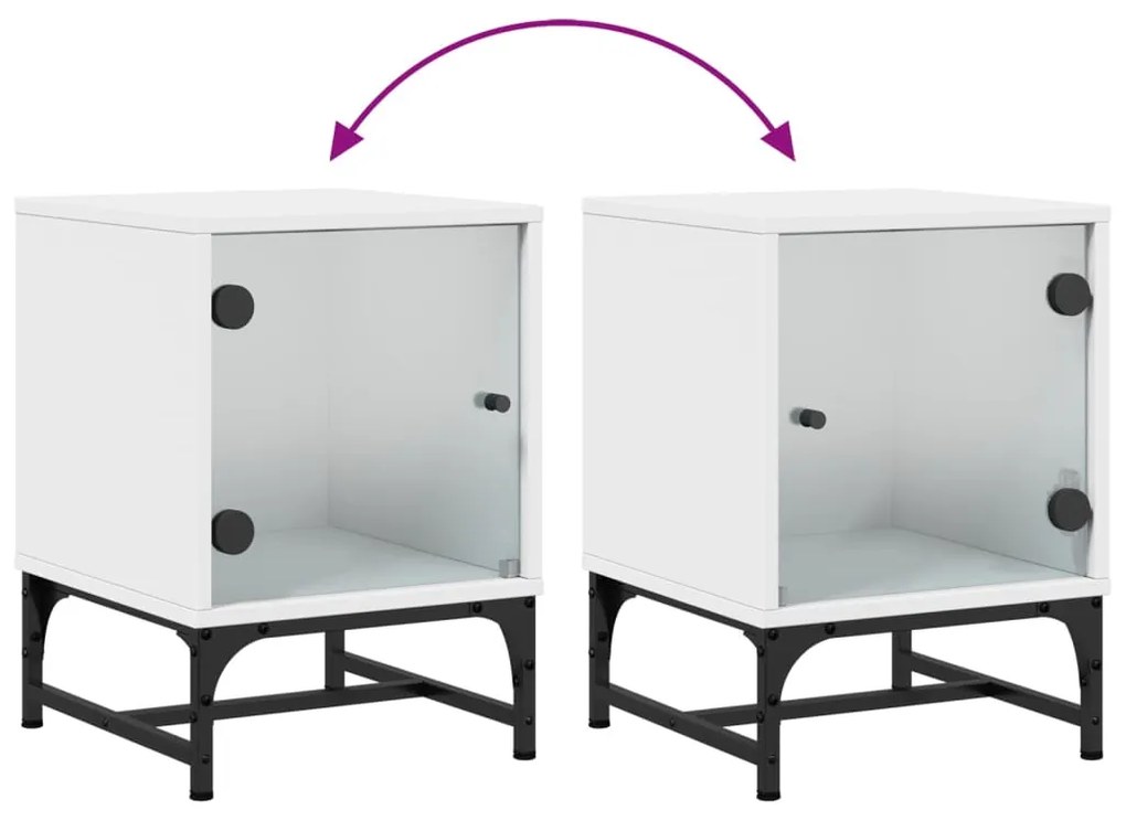 Mesa de cabeceira c/ porta de vidro 35x37x50 cm branco