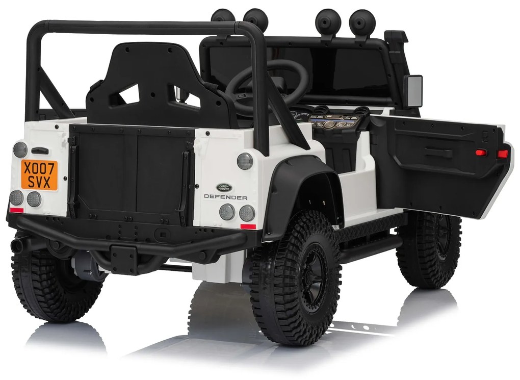 Jipe elétrico para crianças Land Rover Defender 110 SVX 12V, 4X4, luzes LED, bateria de lítio, licença ORIGINAL Branco