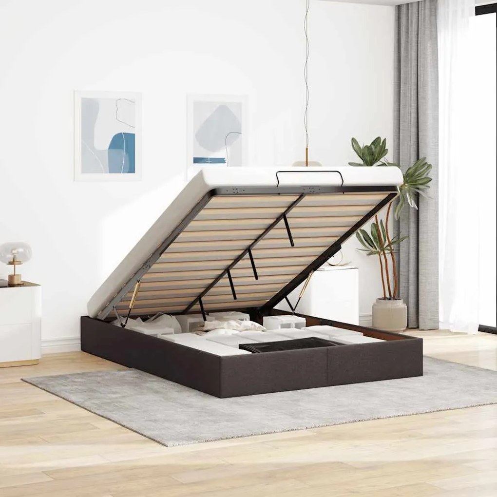 vidaXL Estrutura de cama otomana sem colchão 140x200cm castanho-escuro