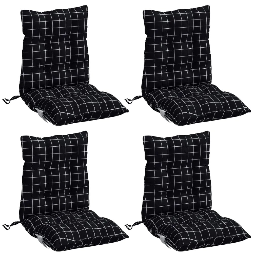 Almofadões cadeira encosto baixo 4 pcs oxford xadrez preto