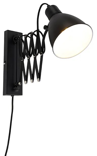 Candeeiro de parede industrial preto com braço ajustável - Merle Industrial