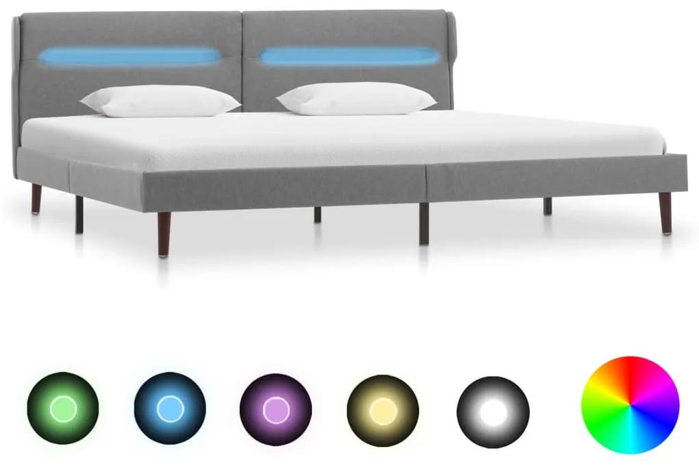 286892 vidaXL Estrutura de cama com LED tecido 140x200 cm cinzento-claro
