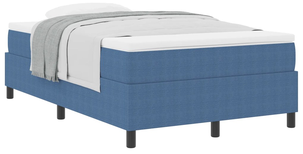 Cama Box Spring com Colchão Azul, 120 x 200 cm, em veludo.