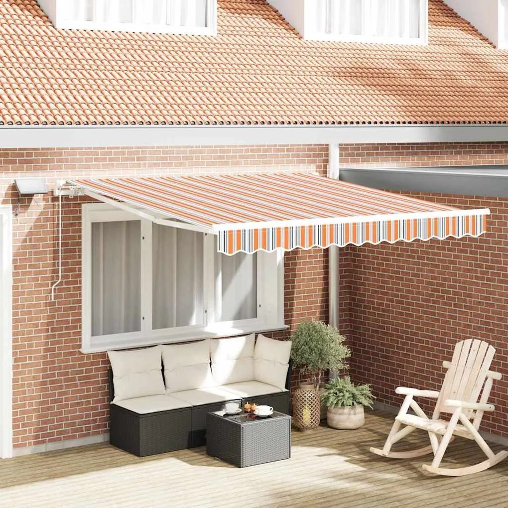 vidaXL Toldo Retrátil Manual Multicolor 350 x 250 cm Tecido e Aço