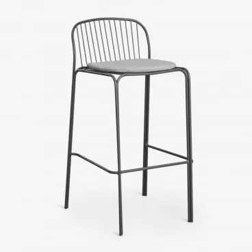 Pack De 4 Bancos Altos De Jardim Em Aço Anerina Cinza Grafito & ↑75 Cm & Cinzento Areia - Sklum