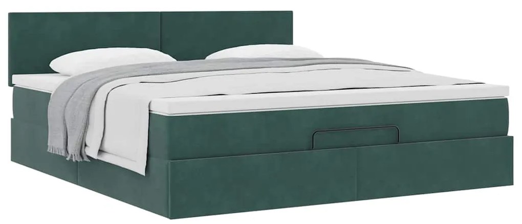 Estrutura de cama otomana com colchão 160x200 cm verde escuro