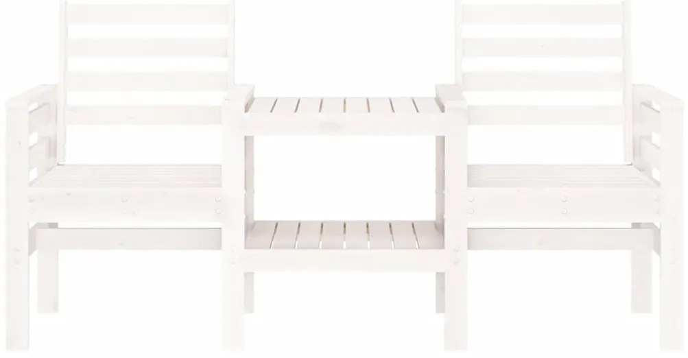 Banco de jardim 2 lugares com mesa pinho maciço branco
