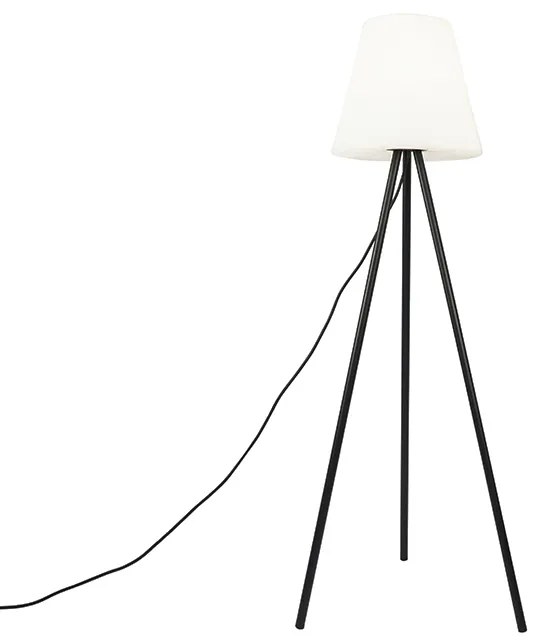 Candeeiro de pé moderno para exterior preto com abajur branco IP65 - Virginia Design