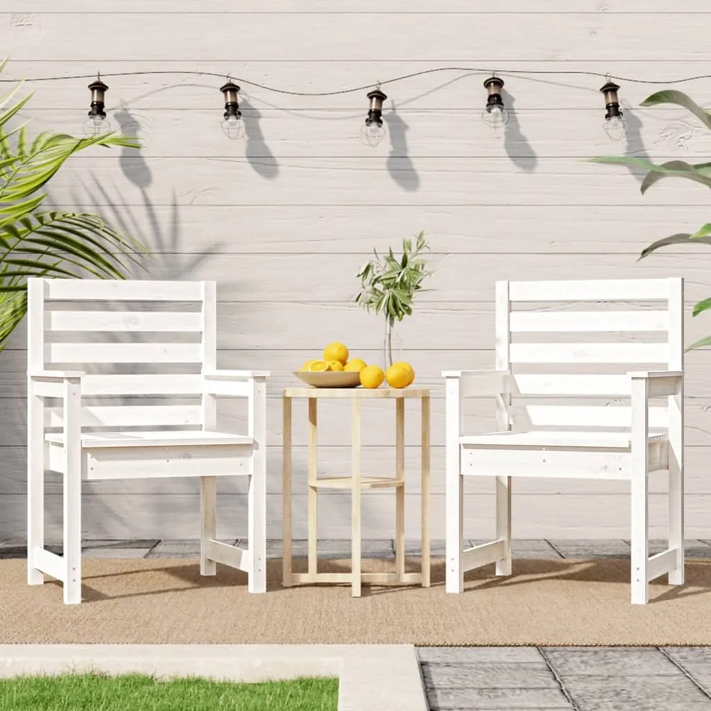 Cadeiras de jardim 2 pcs 60x48x91 cm pinho maciço branco