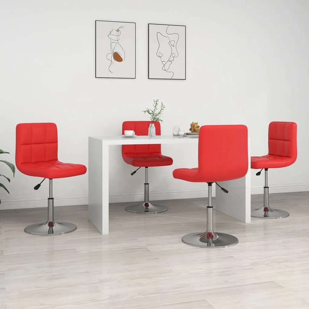 334191 vidaXL Cadeiras de jantar 4 pcs couro artificial vermelho