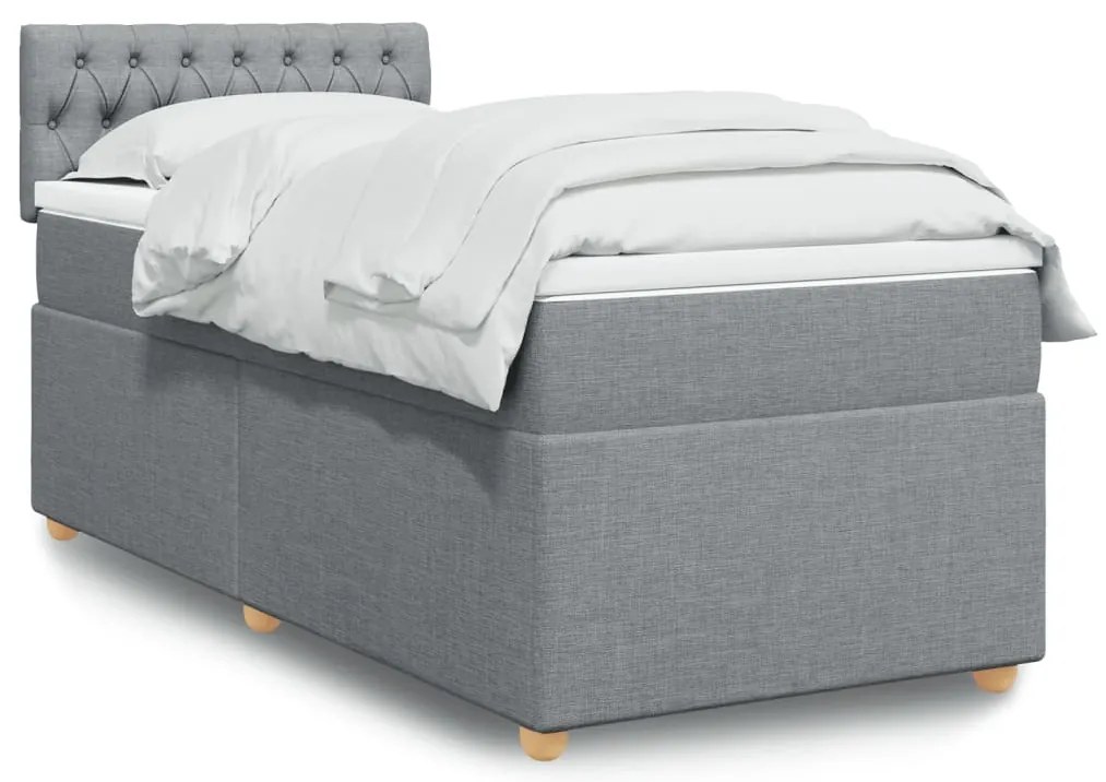 Cama com molas/colchão 90x200 cm tecido cinza-claro