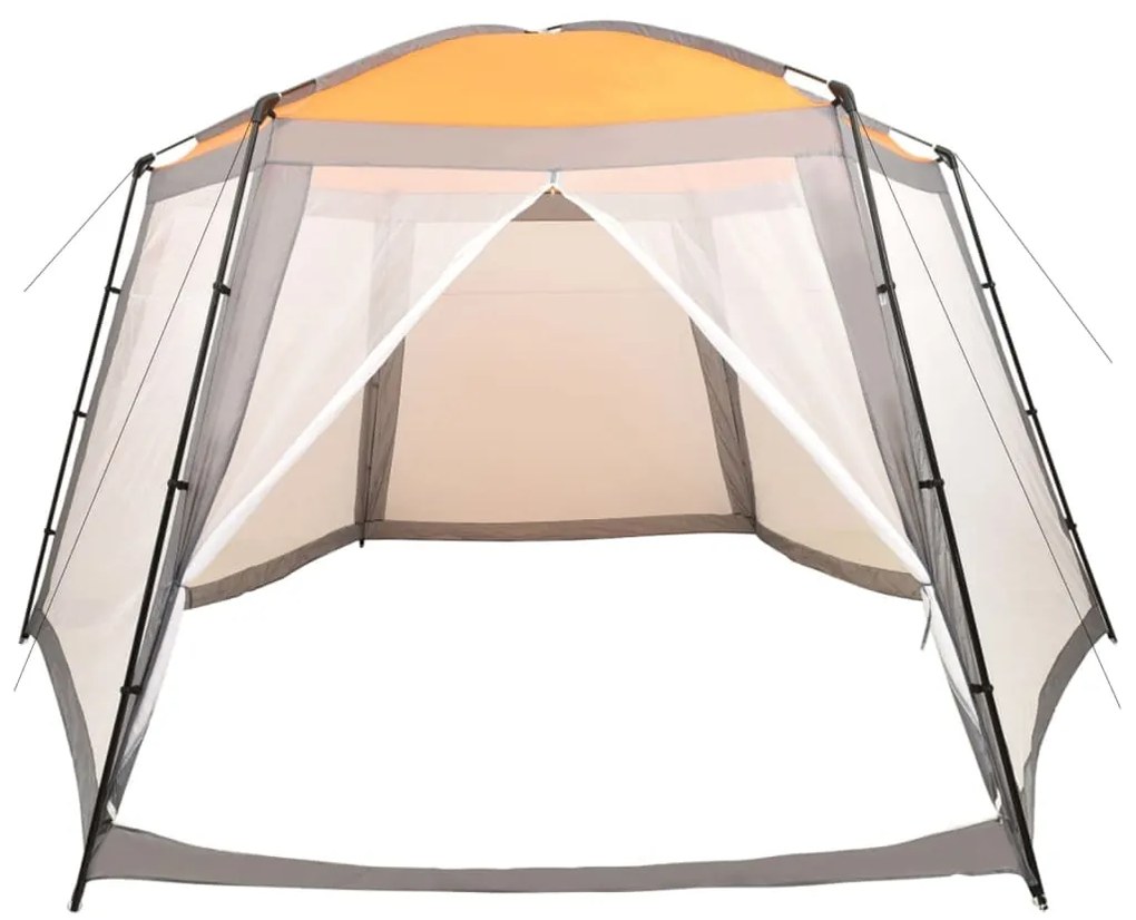 Tenda para piscina 660x580x250 cm tecido cinzento