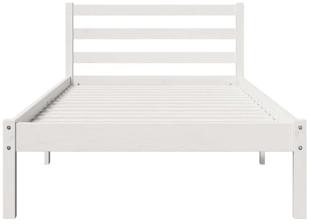Cama com Cabeceira vidaXL Branca 90x210 cm Madeira de Pinho
