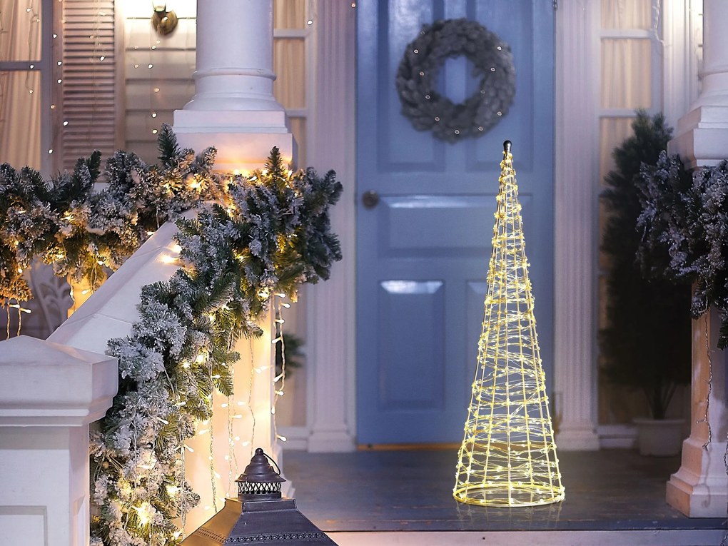 Decoração para exterior árvore de Natal prateada com LED 57 cm KOTALA Beliani