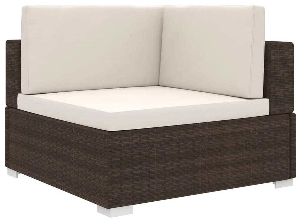 Cadeira de canto seccional c/ almofadões 1 pc vime PE castanho