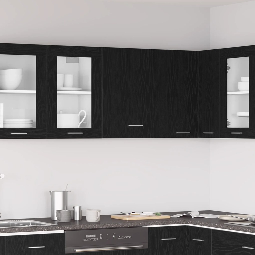 vidaXL Armário Suspenso Preto de Carvalho 50x31x60 cm, Feito de Madeira Engenheirada