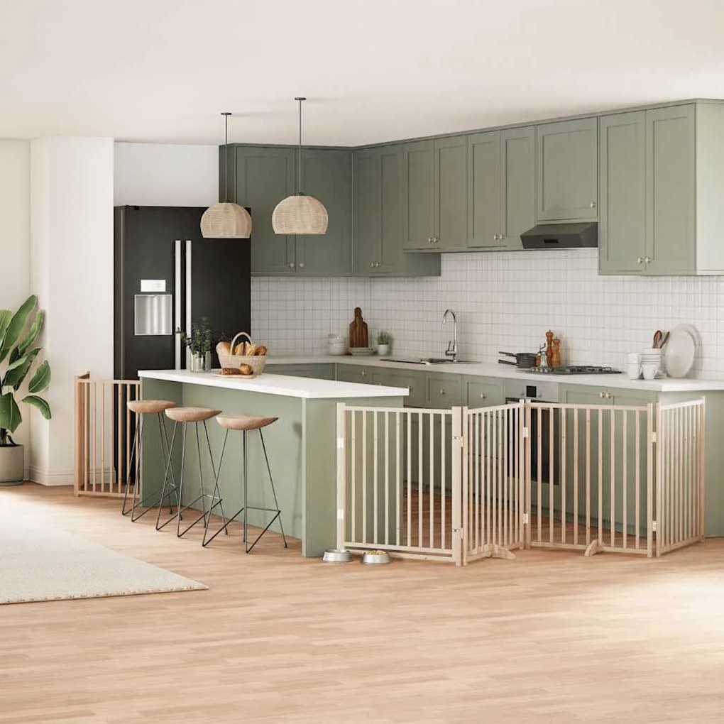 vidaXL Portão para cães com porta dobrável 10 painéis 800 cm álamo