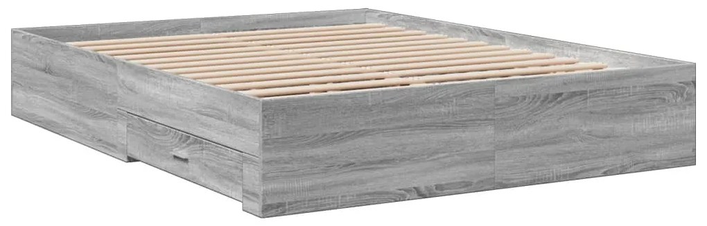 Estrutura de cama c/ gavetas derivados madeira cinza sonoma