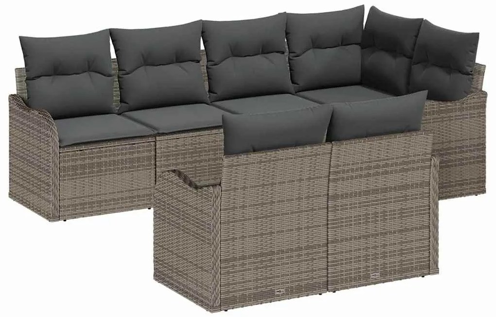Conjunto de Sofá de Jardim vidaXL de 7 Peças com Almofadas Cinza Ratta