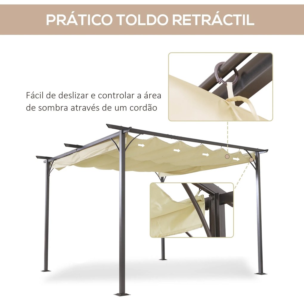 Pérgola de Metal 3,5x3,5m Pérgola para Jardim Pátio ou Terraço com Tet