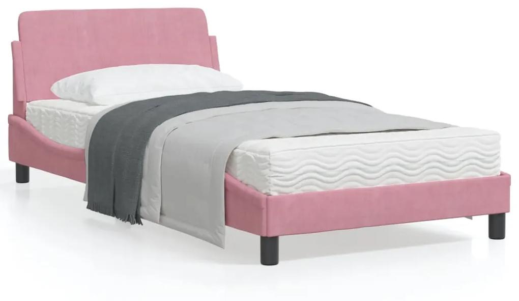 373137 vidaXL Estrutura de cama c/ cabeceira 100x200 cm veludo rosa