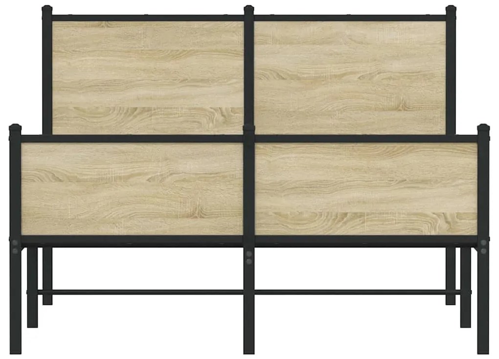 Estrutura de cama sem colchão 120x200 cm metal carvalho sonoma