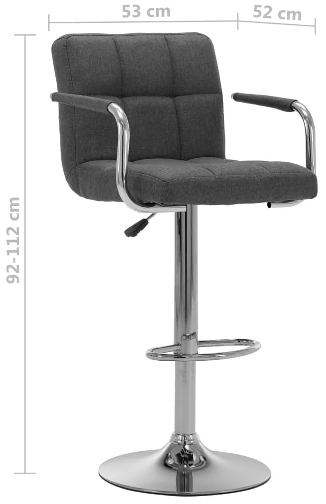 Cadeiras de bar 2 pcs tecido cinzento-escuro