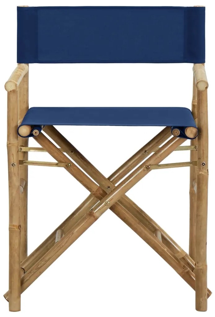Cadeiras de realizador dobráveis 2 pcs bambu e tecido azul